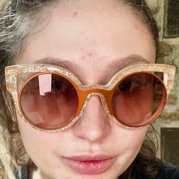 Fendi Orange Pink Glitter Cat Eye Sunglasses - Picture 8 of 8